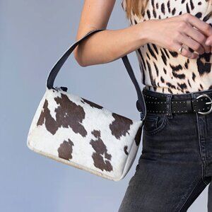 Sanctuary Midnight Cow-Print Fur Bag